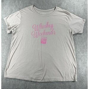 Torrid Whiskey Weekends Graphic Tee Shirt Women's Size 2X Beige Pink Relaxed Fit